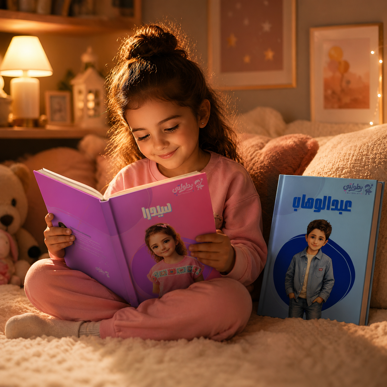 طفل سعيد يحمل كتابه المخصص